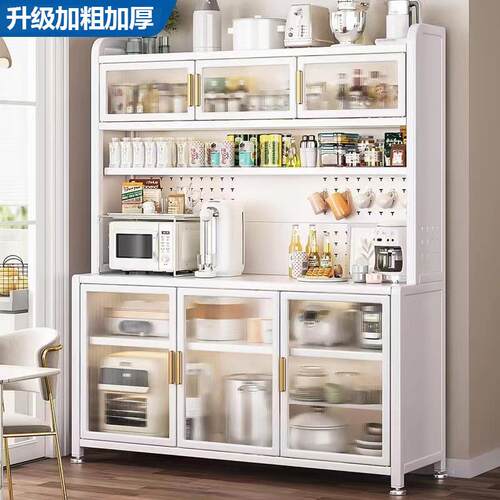 餐边柜厨房置物架多层落地收纳柜子储物柜洞洞板微波炉锅具烤箱架