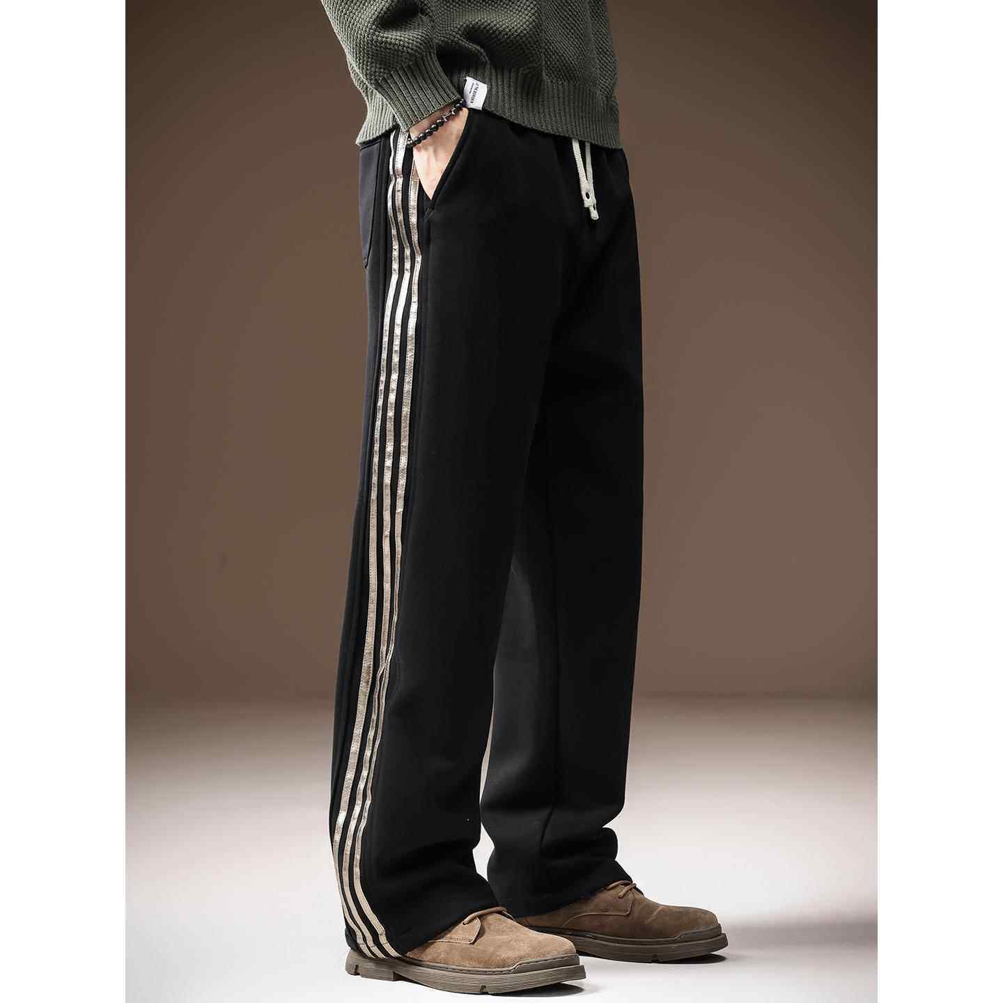 it neith BIAS潮牌高端日系覆古三条杠重磅卫裤男阔腿运动休闲裤