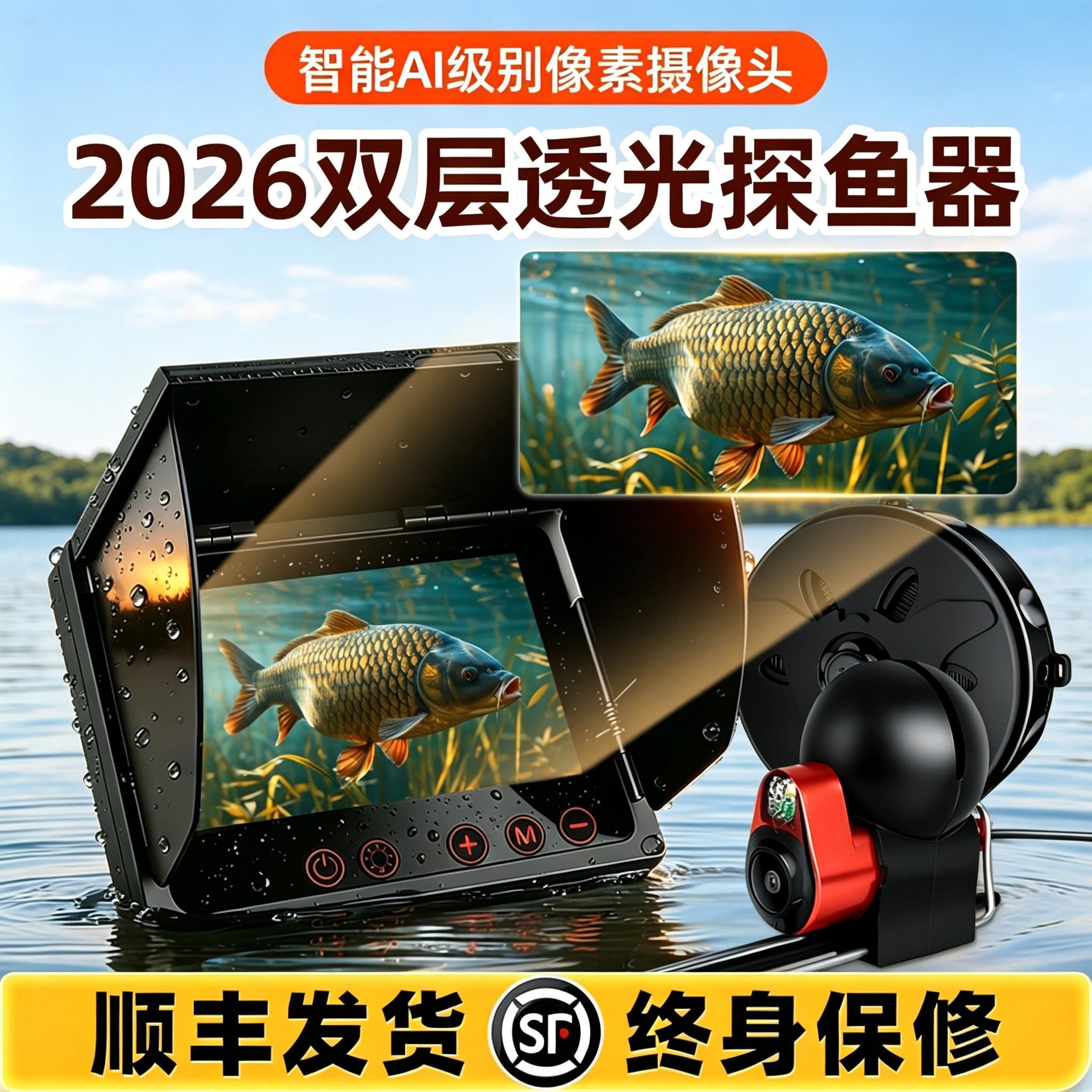 水下高清探鱼器可视锚鱼水底看鱼器摄像探头钓鱼2026新款探鱼套装