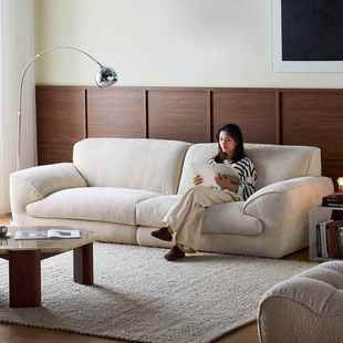 法式奶油风布艺沙发现代简约客厅落地直排小户型兰德里沙发高靠背