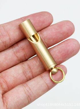 黄铜户外求生口哨钥匙扣军迷用品复古裁判铜口哨求生高音口哨挂件