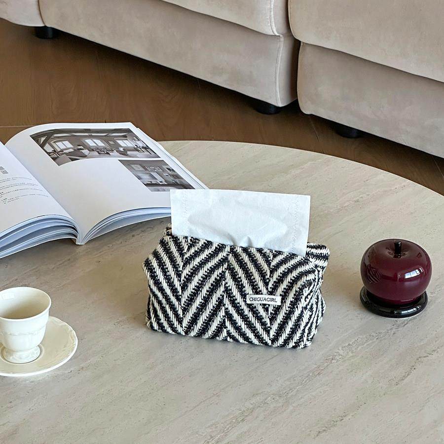北欧家用茶几卫生纸盒针织纸巾盒黑白简约高档纸巾袋桌面轻奢酒店,收纳整理,纸巾盒,淘宝优惠券,粉丝福利购,淘宝优惠卷