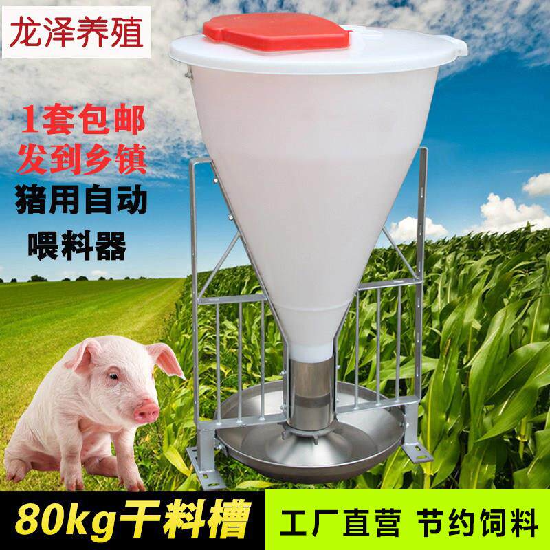 80公斤细桶猪料槽猪自动采食槽下料器大猪育肥不锈钢食槽养殖设备