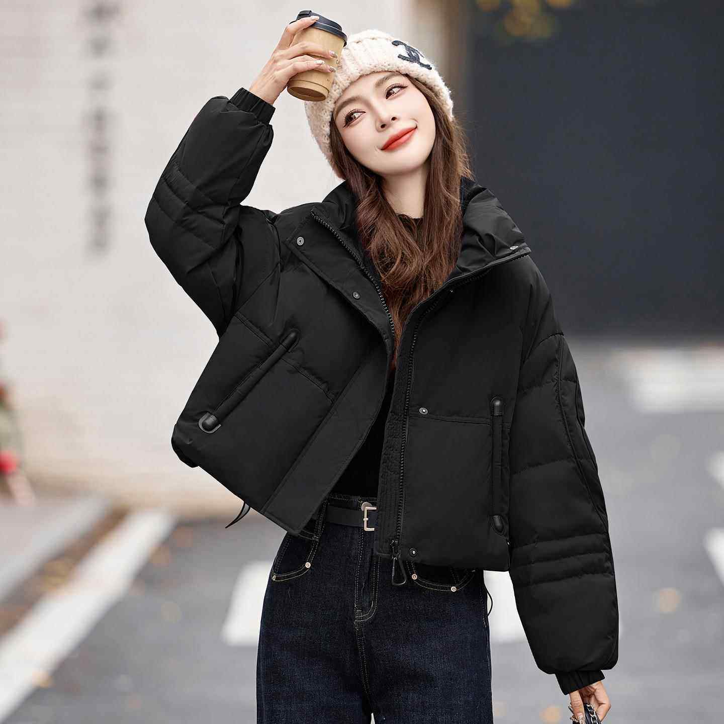 时尚短款立领羽绒服宽女年冬新款小松大码个子加厚外保暖ZAI9578S