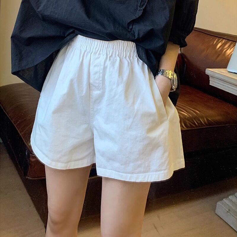 欧洲站白色短裤女小个子2025年夏季新款高腰显瘦a字休闲 宽裤子