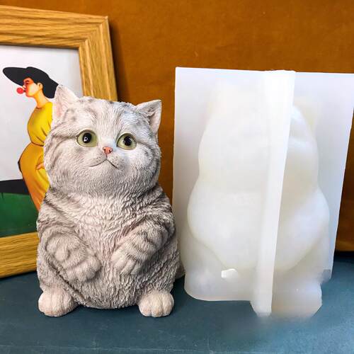 捏捏乐大胖猫模具家猫模具丹丹滴胶石膏DIY可爱猫薄款硅胶模具