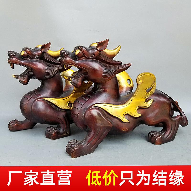 家用大号铜貔貅纳福翅膀独角兽一对铜天禄家用定办公工艺品做摆件