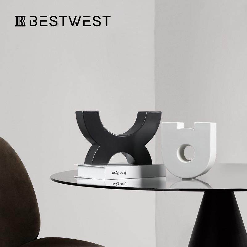 Best west 抽象创意艺术品酒柜电视柜书房书架样板房软装饰品摆件