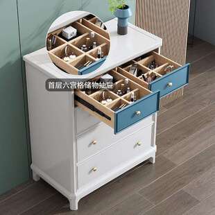 式 轻奢实木斗柜卧室纳收柜客厅五斗柜靠具墙边柜储物柜家立 美506