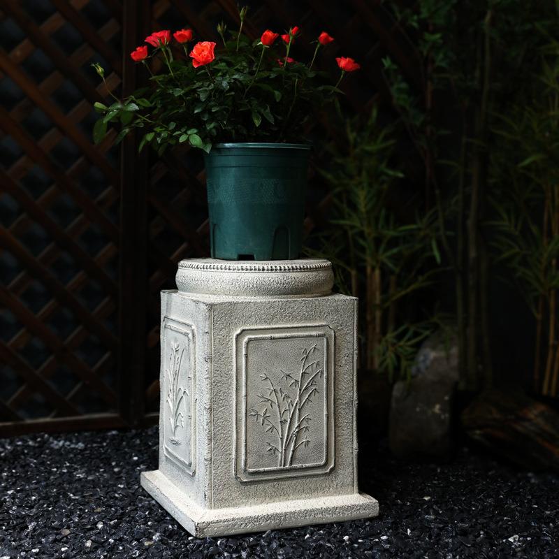 复古装中式梅XQV兰竹菊庭院花盆蚣蝮底石墩仿古园户外花摆座件饰