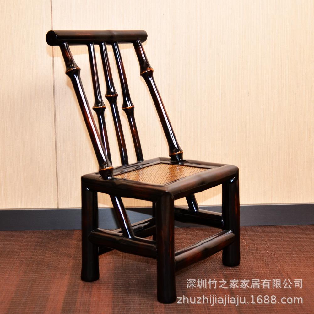 竹制凳子筇竹凳古典靠背椅茶室椅子家居凳跨境手工榫卯竹凳