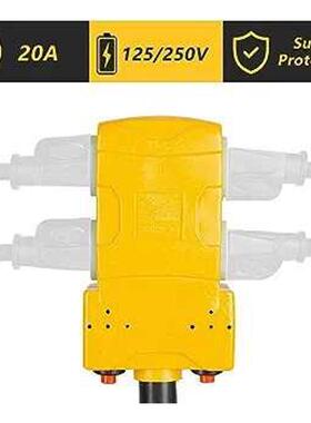RVEV延长线NEMA14-50重型延长线带LED电源指示灯和电源线管理器