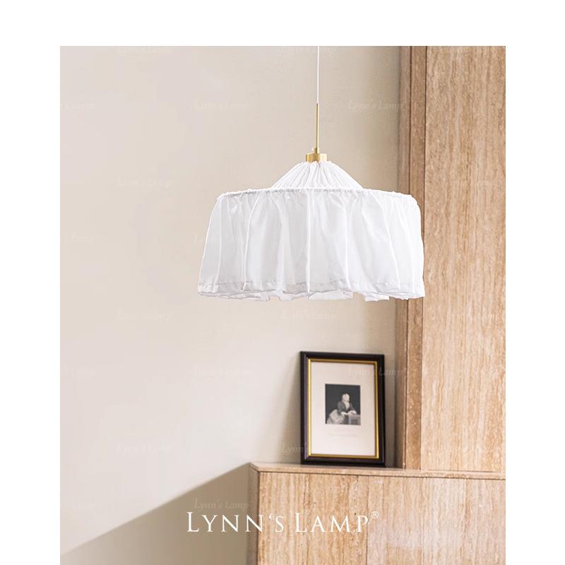 Lynn's立意 法式田园布艺吊灯 餐厅卧室主卧少女浪漫书房奶油风灯