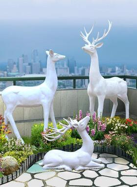 户外彷真梅花鹿摆件动物白鹿玻璃纤维雕塑花园园林商庭院工艺礼品