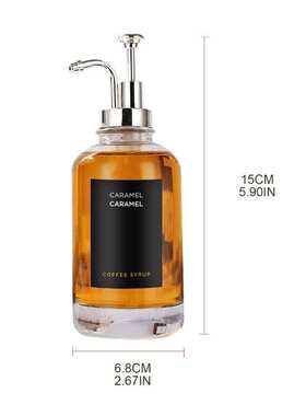 2PCS咖啡糖浆分配器套装带9个标签和硅胶漏斗500ML透明玻璃糖浆瓶