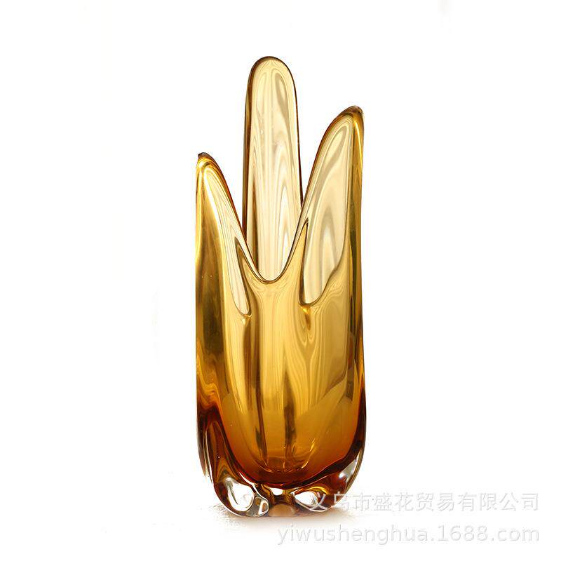高档琉璃花瓶玻璃花瓶摆件ins轻奢插花器皿花店用水培瓶家居软装