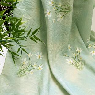 一米价 摇曳兰花 锦棉面料数码 印花1.4米幅宽 旗袍面料 连衣裙衬衫