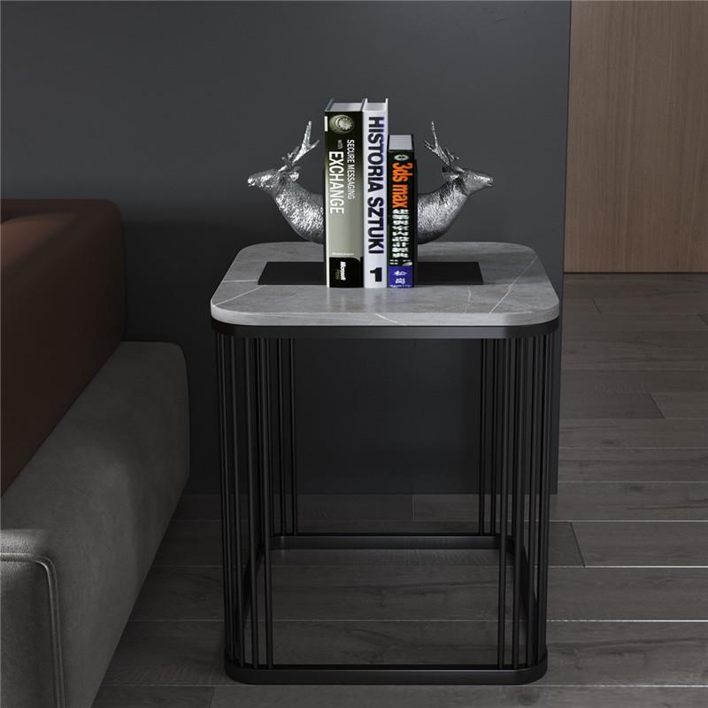 北欧沙发角岩板边几轻奢客厅边柜大理石现代简约床头柜茶几方桌