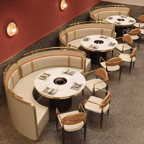轻奢主题餐厅卡座沙发餐饮火锅店烧烤店定制半圆卡座桌椅组合商用
