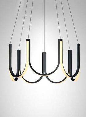 现代简约客厅吊灯北欧设计师创意黑色高级感餐厅卧室铝材圆形吊灯