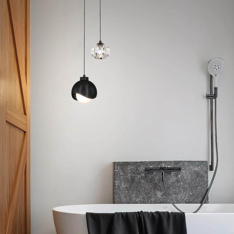 北欧卧室床头吊灯极简黑白家用餐厅饭桌灯双头简约现代长线吧台灯