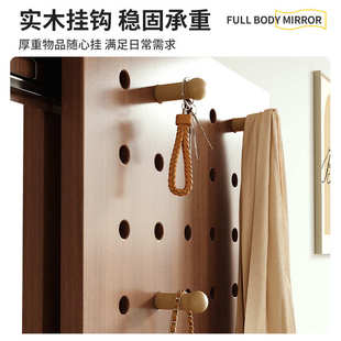 实木洞洞板穿衣镜隐藏式 全身镜子推拉家用可关闭壁挂墙玄关试衣镜
