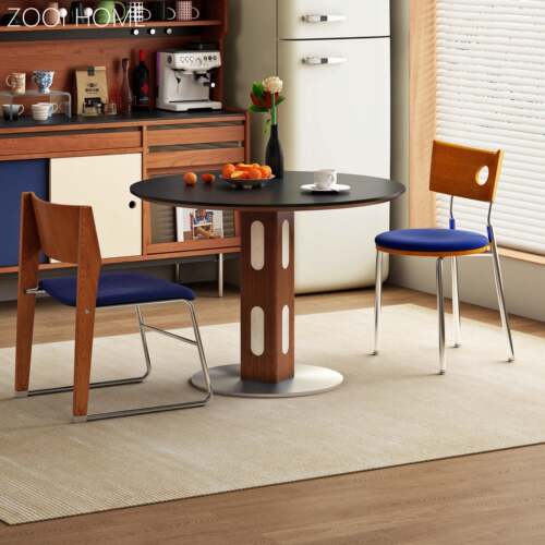 ZOOIHOME朗姆圆桌设计师小户型桌子中古包豪斯风莫奈花园岩板餐桌