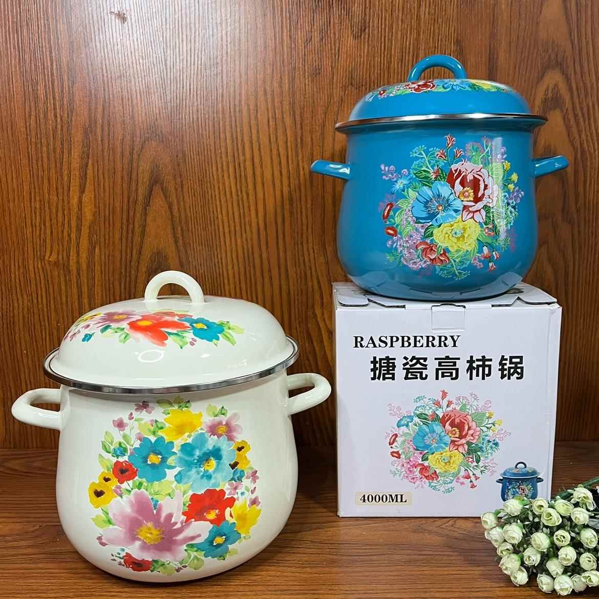 珐琅搪瓷新品布格拉风加高煲粥锅加厚煲汤高汤炖锅电磁炉燃气通用