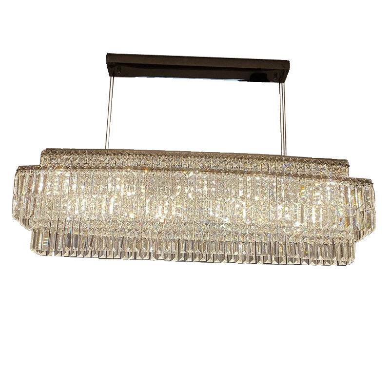 餐厅水晶吊灯长条岛台灯客厅豪华高端长方形吧台餐桌简约现代灯具