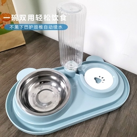 双碗自动饮水食盆猫碗狗碗通用二合一饭碗，防打翻狗食盆猫狗喂食器