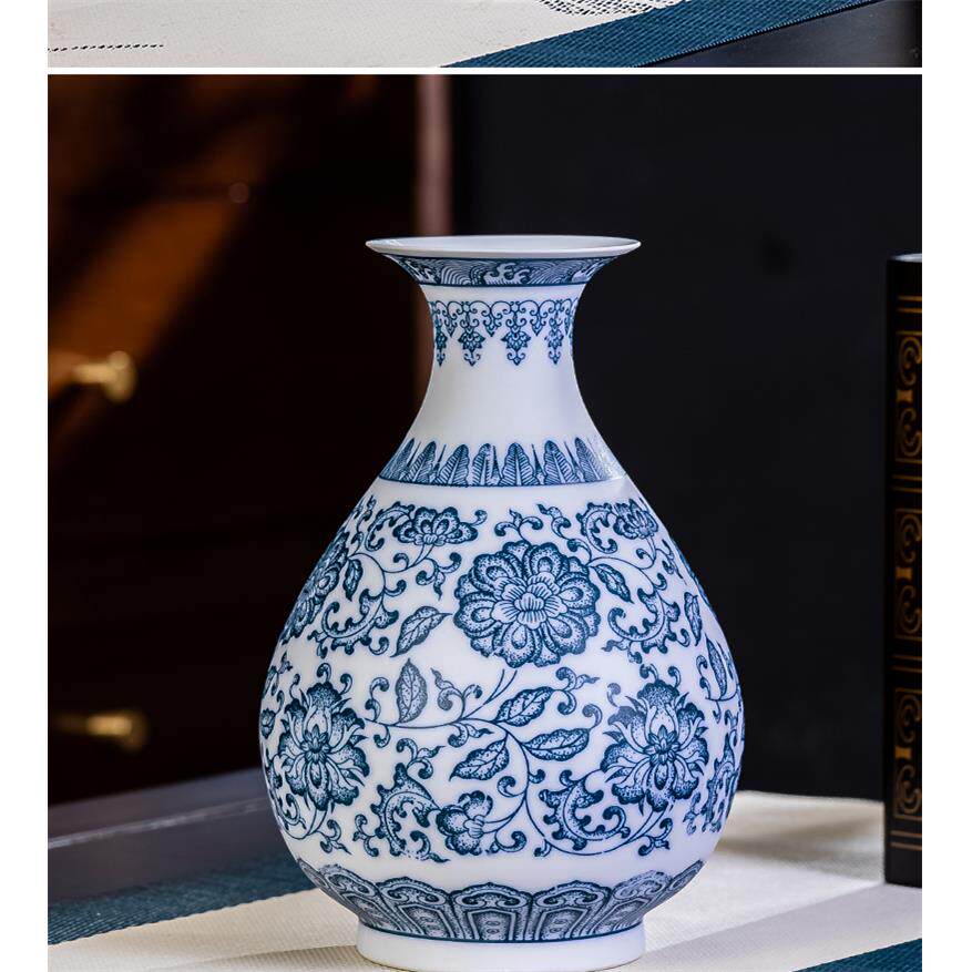 高档装景德镇陶瓷仿古青花器瓷花瓶厅博古架饰摆件中式新房乔迁摆