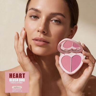 Zephoco Heart-Shaped Dual-Color Blush (Mauve Purple) - Highl