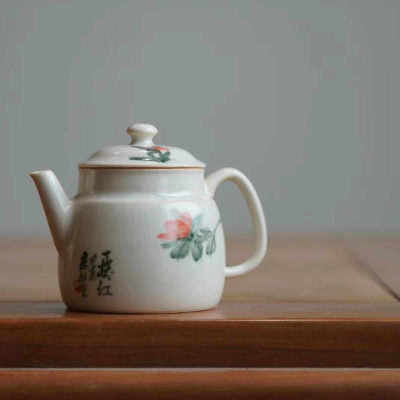 霖松堂五彩山茶花系列小品壶景德镇手绘陶瓷茶具茶杯自在小泡茶壶