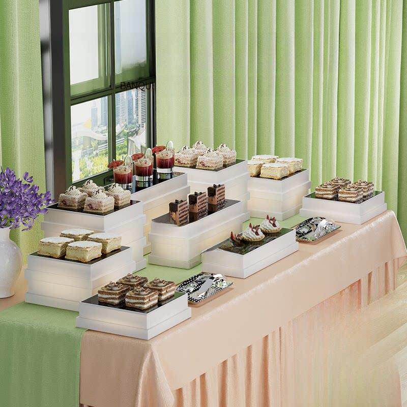 高端自助餐甜品台展示架亚克力茶歇摆台冷餐婚庆宴会下午茶糕点架