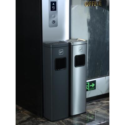 商用吸烟区烟灰柱大堂梯口灭烟缸立式不锈钢烟头收集烟蒂柱垃圾桶