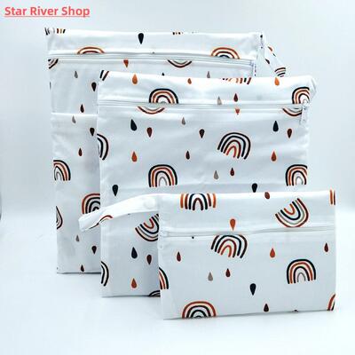 3pcs Waterproof Diaper Bags Bear Fox Rainbow Print Washable