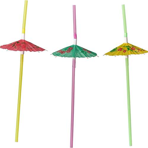Umbrella Straws Flexible Plastic Cocktail Straws