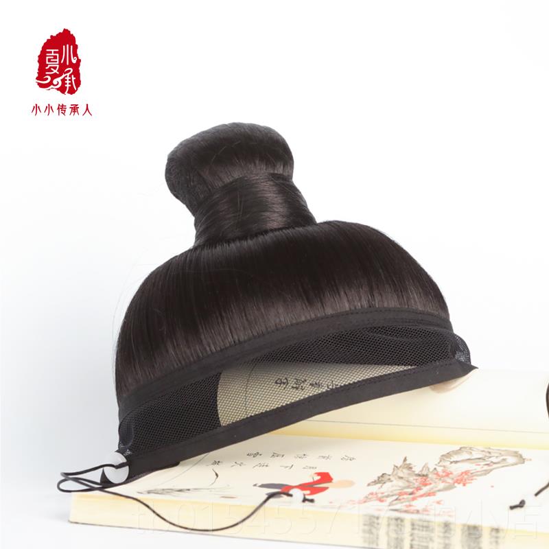 正品古装儿童服假发男童古风汉发额套束抹一体发头套明制发冠发饰