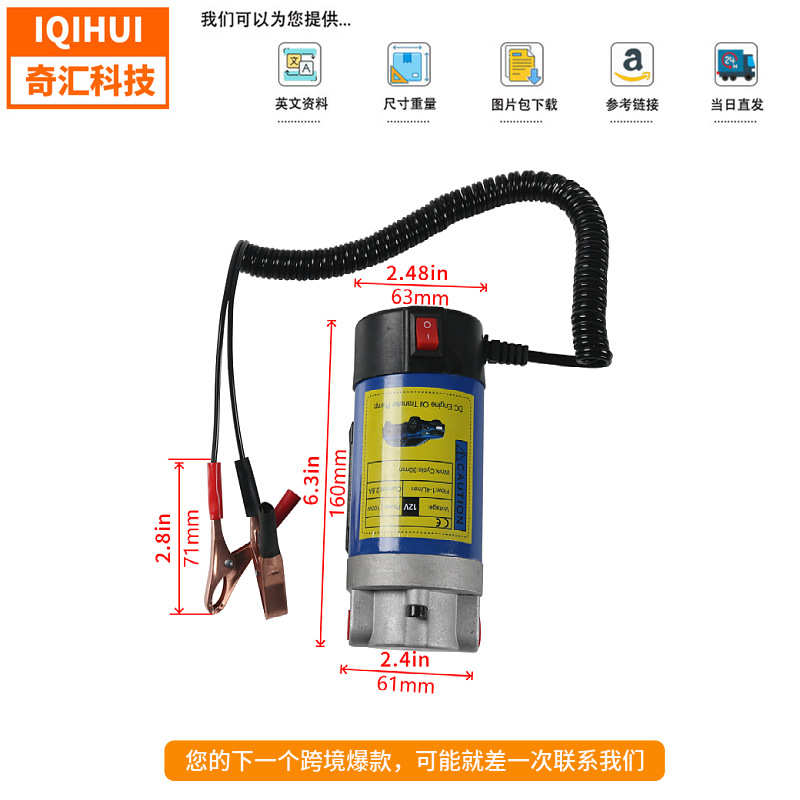汽车机油电动抽油泵小型便携式齿轮油变速箱油抽油泵12V抽油泵