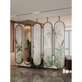 爆款 现代简约入户门玄关珐琅彩艺术玻璃屏风隔断客厅2024批发家用