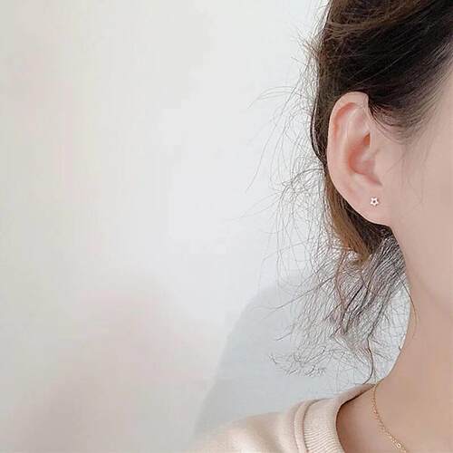 Korean Mini Small Heart Stars Stud Earrings For Women Studen