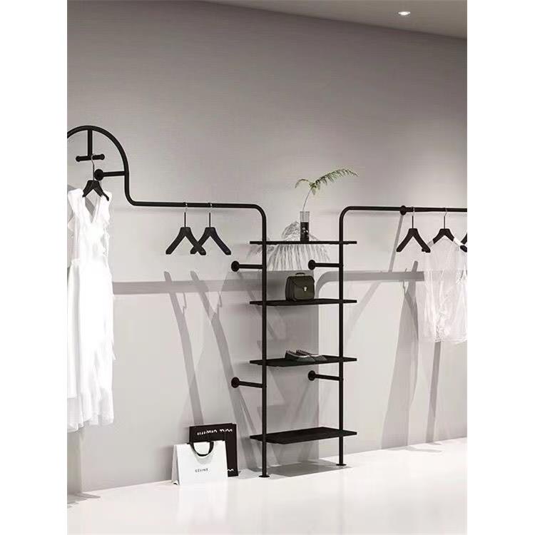 需定制简约服装店上墙壁挂展示架铁艺落地直杆挂衣架男女装店货架