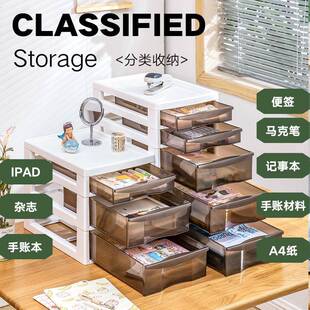 桌面纳盒抽屉式 办公桌文理件柜收文具书桌4多层桌上杂PPI物整置物