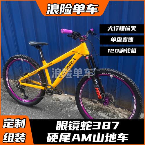 眼镜蛇387整车土坡硬尾AM登山车组装定制单速变速120响轮组自行车