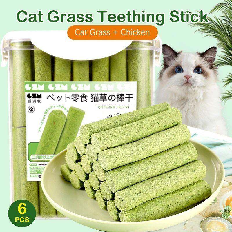 6PCS Cat Grass Teeth Grinding Stick Pet Snacks Hairball Remo