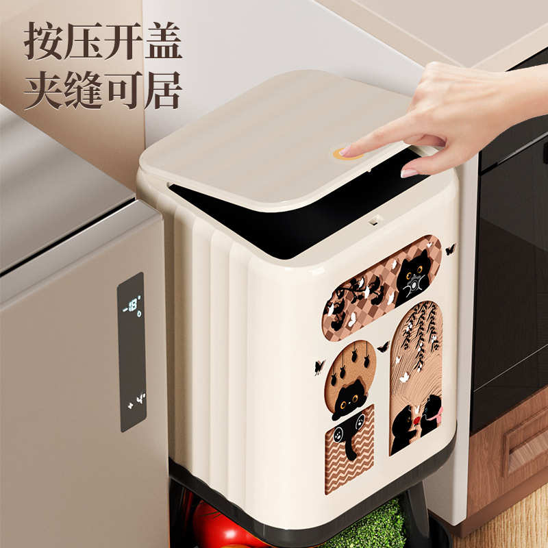 家用可厨房移动垃圾桶按压颜弯腰高脚卫生间轮高带客厅值大容量免
