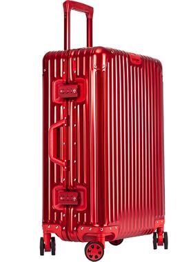 正品定制lgo全o镁金合红色女行李箱24寸男旅行箱su铝p拉杆箱20登