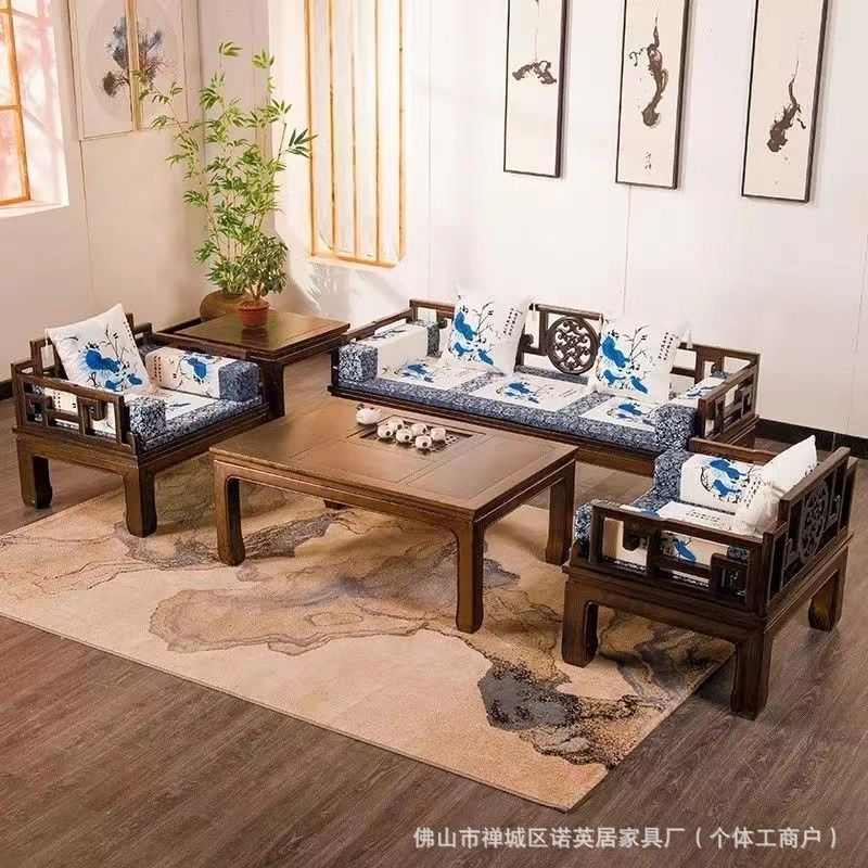 沙发宫廷中式新仿古实木客厅全沙发批发组合榆木实木沙发沙发中式