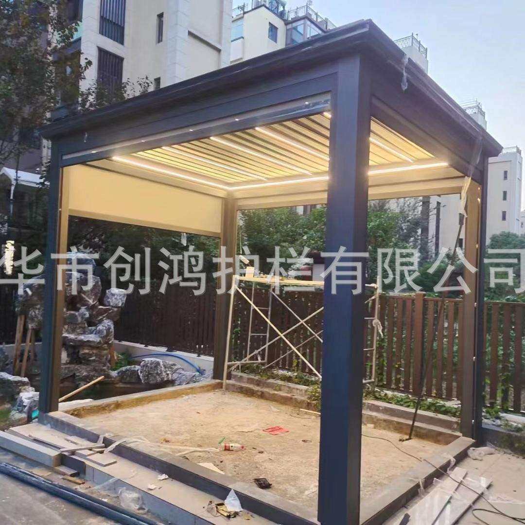铝合金定户外花园别墅休息凉亭阳光房木纹色院子公园景区仿古古
