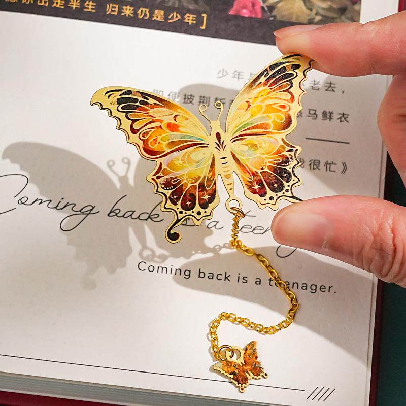 蝴蝶书签复古油画精致小众高档古典精致高级感阅读书页夹毕业礼物
